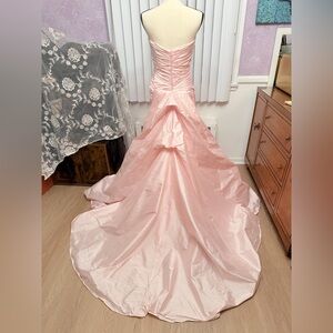 EXQUISITE Gorgeous 100% PINK SILK Pronovias Elegant Strapless Wedding Gown